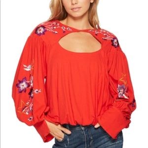 Free People Embroidered Top